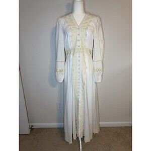 Twotwinstyle Romantic Boho Dress V Neck Lantern Sleeve High Waist White Medium